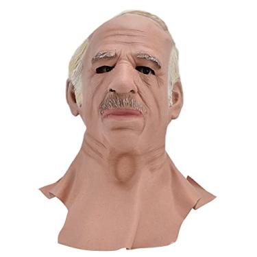 Imagem de Máscara velha do homem, Scary Halloween LaTex Human Wrinkle Face Chead Costume Festas Cosplay, Props altamente realista