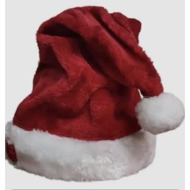 Imagem de Gorro Touca Papai Noel Luxo Veludo Vermelho Brilhante e Pele Sintética Branca - Fantasia Natal Enfeite Natalino Festas Tamanho: Padrão