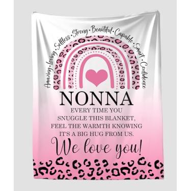 Imagem de Cobertor Nonna We Love You Pink Leopard - Cobertor Respeitoso e Amoroso Presentes para Nonna no Dia das Mães, Aniversário, Férias, Aniversário - Manta Macia e Confortável 127 x 152 cm