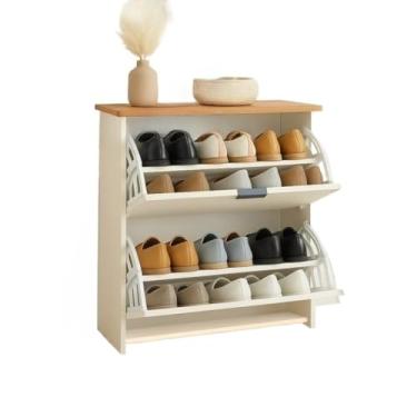 Imagem de Sapateira com 2 Portas Multiuso Organizadora Para Quarto e Closet(Off White Com Cinamomo)