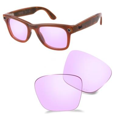 Imagem de AOZAN Lentes de reposição ANSI Z87.1 para óculos de sol RayBan Meta Wayfarer RW4008 53 mm, Rosa claro, RW4008 53mm