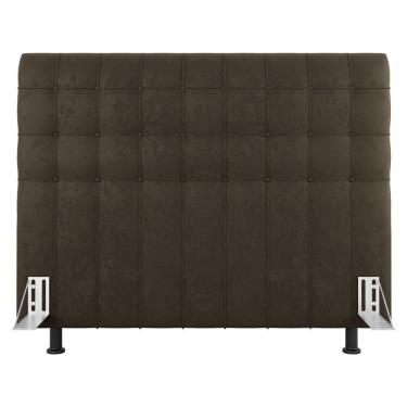Imagem de Cabeceira Cama Box Casal King Size Dahlia 195Cm Com Frame Suede Marrom - Abmaza