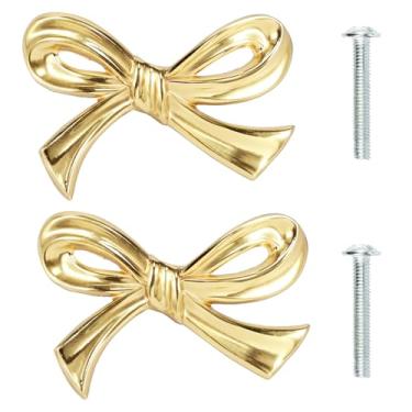 Imagem de XYDHQS Puxador de armário de arco de 2 peças, puxador de armário em forma de arco de latão sólido, puxador de gaveta em forma de arco dourado, alças decorativas para gaveta de estante de armário
