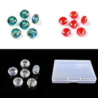 Imagem de Spritewelry 36 contas europeias de vidro com furo grande 14 mm AB cor facetada Rondelle contas de cristal para artesanato faça você mesmo colar pulseira brinco