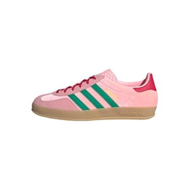 Imagem de adidas Originals Tênis feminino Gazelle, Verde/rosa brilhante/chiclete, 40 BR