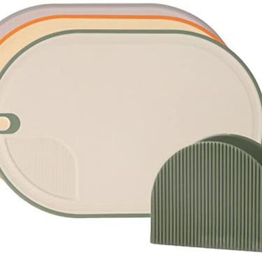 Imagem de HEEPDD Placas de Corte para Cozinha, Conjunto de Tábua de Plástico, Lados de Dupla Face, Armazenamento Fácil, Perfeito para Carne e Legumes (3 Misture a cor)