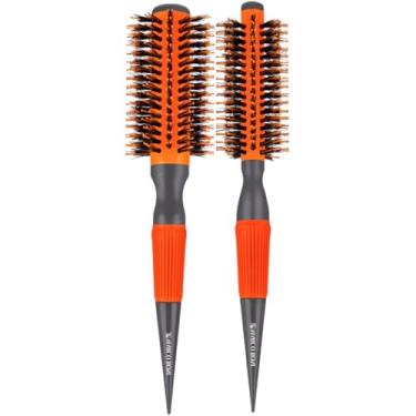 Imagem de Kit 2 Escova De Cabelo Marco Boni Laranja Profissional Termica Ceramica Cerdas Javali 46mm 55mm