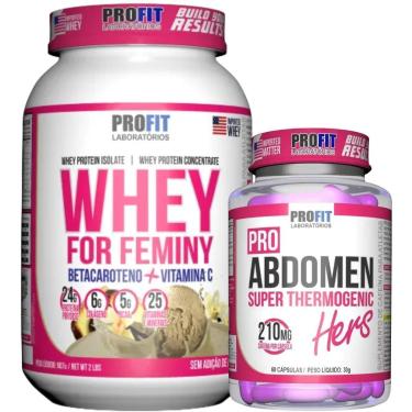 Imagem de WHEY PROTEIN FEMININO 907G l TERMOGÊNICO PRO ABDOMEN HERS 60 CÁPSULAS l PROFIT-Unissex