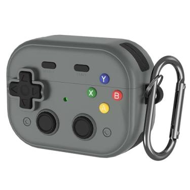 Imagem de SMAIGE Capa de jogo para AirPods 4 com clipe de bloqueio seguro, design engraçado de console de jogos, capa protetora de silicone à prova de choque para AirPods 4ª geração com cancelamento ativo de