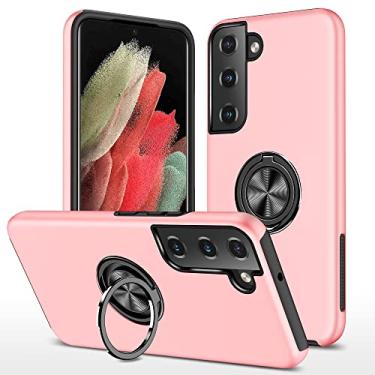Imagem de SORAKA Capa para Samsung Galaxy S22 5G com suporte de anel invisível e placa de metal para montagem magnética em carro Capa rígida para PC Capa Samsung Galaxy S22 5G Capa