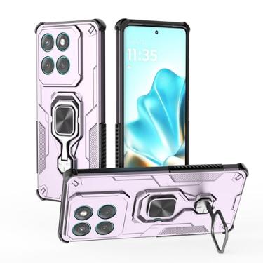 Imagem de SORAKA Capa para Motorola Edge 60 Fusion com suporte metálico giratório de 360 graus peça de ferro magnética para suporte magnético de telefone para carro