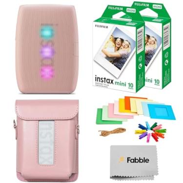 Imagem de Fujifilm Impressora para smartphone Instax Mini Link 3 – Pacote rosa com uma capa protetora, pacote duplo de filme instantâneo (20 folhas), molduras para fotos penduradas e pano de limpeza de