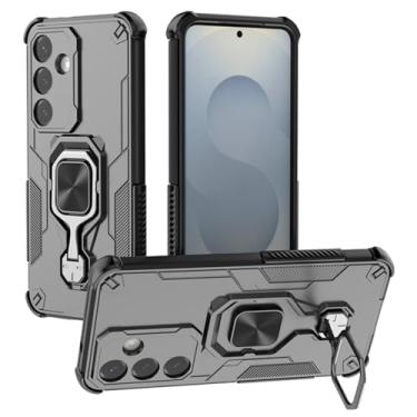 Imagem de SORAKA Capa para Samsung Galaxy S25 Plus com suporte de metal rotativo de 360 graus peça magnética de ferro para suporte magnético de telefone para carro preto