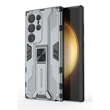 Imagem de SORAKA Capa para Samsung Galaxy S24 Ultra com suporte Capa de proteção resistente para Samsung Galaxy S24 Ultra Capa com placa de metal para suporte magnético para carro Capa Silm Fit