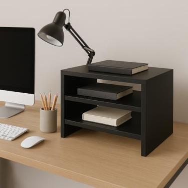 Imagem de Organizador de Mesa para Escritório, Estante para Documentos em MDF, 3 Níveis, Branco (preto)