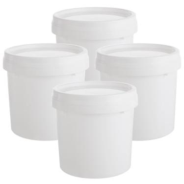 Imagem de AKOLAFE Pacote com 4 pequenos recipientes de tinta para retoque, recipientes de tinta com tampas, latas de tinta vazias, recipientes de armazenamento de tinta de plástico, latas de tinta de 1/2 litro