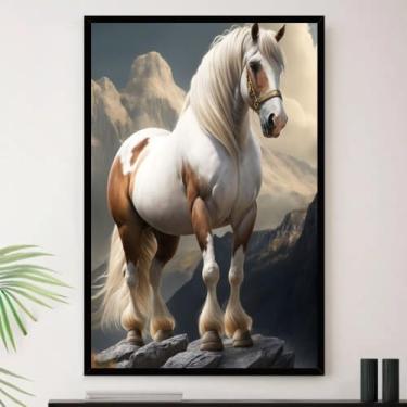 Imagem de Genérico, Quadro Cavalo Branco E Marrom Sala Decorativo A3 35x45cm