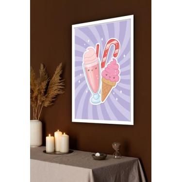 Imagem de Quadro Decorativo Ilustrativo Sorvete e Milk Shake -70x50cm - Quadros 