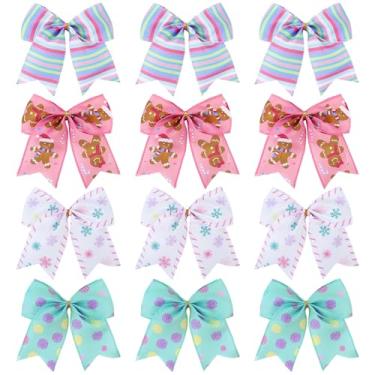 Imagem de Glitinsel 12 peças de laços de Natal pastel com laço torcido 12 polegadas rosa guirlandas de Natal para árvore de embrulho guirlanda de presente decoração de natal artesanato de festa de natal