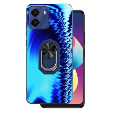Imagem de DAMONDY Capa para celular Blu G35 com suporte de anel design de padrão de onda fina para mulheres e meninas, capa protetora de corpo inteiro TPU macio à prova de choque para Blu G35 - azul