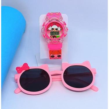 Imagem de Kit Relógio Infantil Digital Pisca Luz Led musical Personagem Stitch L