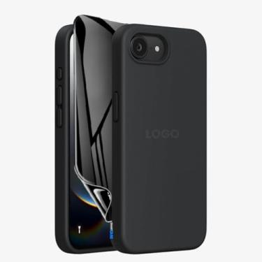 Imagem de Kit Capa Capinha Case Proteção Premium Preta Anti Impactos + Película de Cerâmica Fosca Privacidade Não Quebra, Anti Riscos (iPhone 16e)