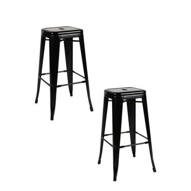 Imagem de Kit 2 Banquetas Alta Industrial em Aço Tolix Espresso Móveis Preto