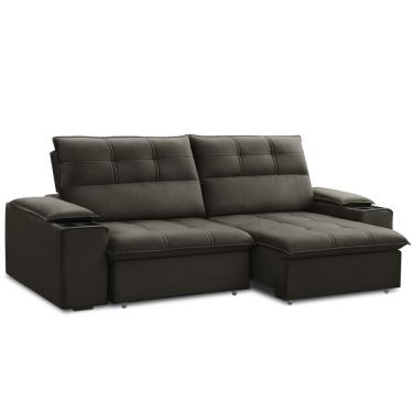 Imagem de Sofá Retrátil Reclinável Para Sala 3 Lugares 230cm Zayn F04 Veludo Marrom Escuro - Lyam Decor