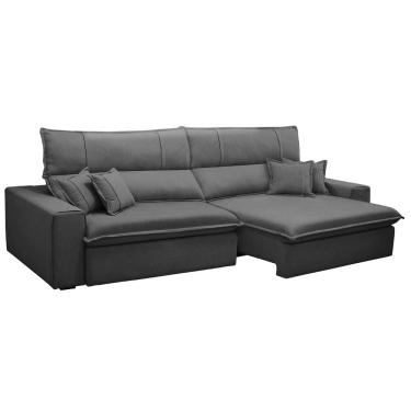 Imagem de Sofá Retrátil Reclinável Para Sala 3 Lugares 230cm Aisha F04 Veludo Cinza Escuro - Lyam Decor