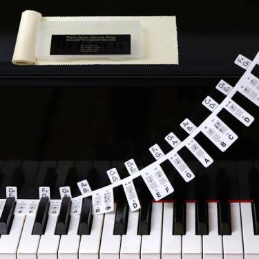 Imagem de Adesivos de piano Myvikcar removíveis com semitons pretos