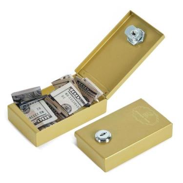 Imagem de Caixa de metal para Gambler Winners Bank Portable Safe Golden - Meudid