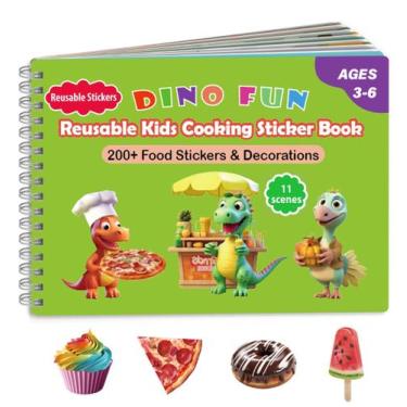 Imagem de Livro de adesivos reutilizáveis Cooking Food Dino Fun para crianças de