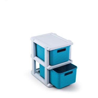 Imagem de Gaveteiro Ratan Organizador Azul 2 Gavetas Agraplast