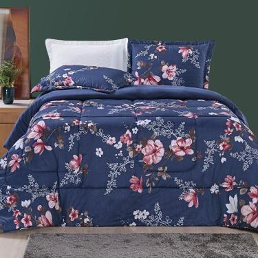 Imagem de Edredom Júlia Casal Queen 03 Peças Tecido Dupla Face Microfibra 200 Fios Floral - Encan...