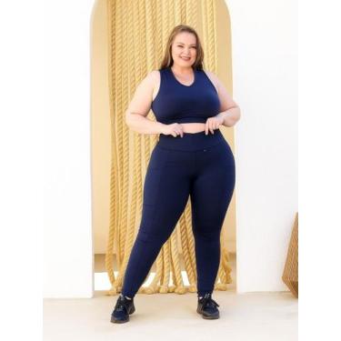 Imagem de Conjunto Plus Size Academia Top E Calça Sem Transparência - WM, G1, Az