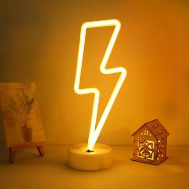 Imagem de Placa LED de néon ENUOLI Lightning Warm White com base USB/bateria