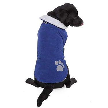 Imagem de S-Lifeeling Casaco reversível para cães, quente, confortável, para outono, inverno, à prova de vento, sobretudo acolchoado de algodão (azul 2GG)