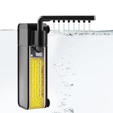 Imagem de VILLNO Filtro interno de aquário de 3 W, filtro submersível para aquário com bomba de água de 66 GPH para tanques de peixes pequenos de até 10 galões, filtro silencioso com sistema areador de água da