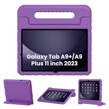 Imagem de Thoreta Capa infantil para Samsung Galaxy Tab А9+/A9 Plus 27.9 cm 2023 (SM-X210 / SM-X215 / SM-X216), capa protetora de espuma EVA à prova de choque para crianças com alça dobrável, roxa