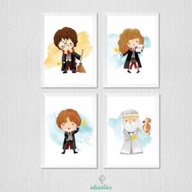 Imagem de Quadro Infantil Harry Potter - Kit com 4 Molduras Personalizadas - no-