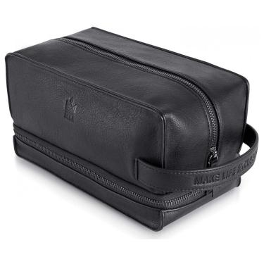 Imagem de Necessaire Masculina de Couro, MAKE LIFE EXCLUSIVE, Preto