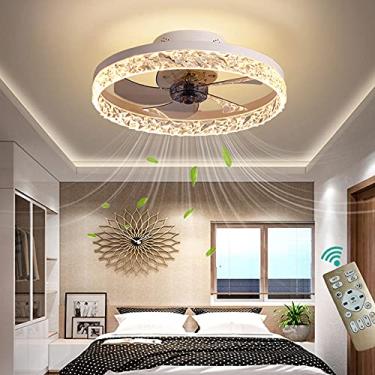 Imagem de Ventilador de teto LED com luz 48W Ventilador de teto ultrassilencioso Iluminação Controle remoto ajustável 3 velocidades Velocidade do vento regulável pode cronometrar luz do ventilador par