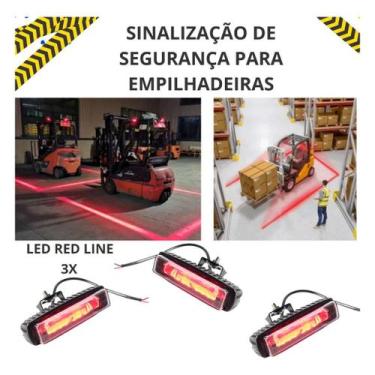 Imagem de 3 Peça Farol Red Zone Led Segurança Empilhadeira Sinalização - Asx