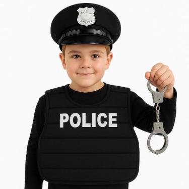 Imagem de Fantasia De Policial FBI Infantil Luxo Completa Quepe Colete - Bela Im