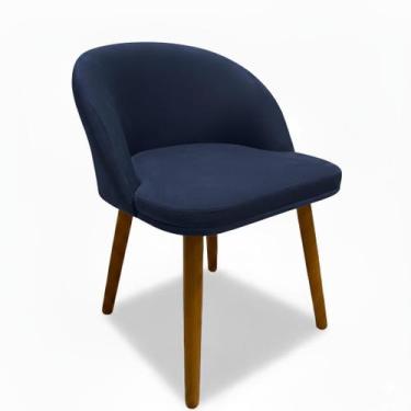 Imagem de Cadeira Pétala Slim Decorativa Tecido Veludo Pés Palito, AZUL MARINHO