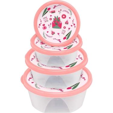 Imagem de Conjunto de Potes Organizadores, 4 Peças, C/Tampa, P/Marmita Alimento Grãos Uso Diário, Utensílio de Cozinha Armário, Material Resistente Durável, Empilhável (Conjunto 04 Potes)