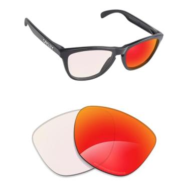 Imagem de Alphax Lentes de reposição adaptáveis fotocromáticas espelhadas não polarizadas vermelhas para óculos de sol Oakley Frogskins OO9013