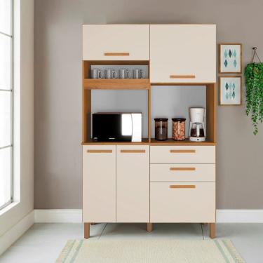 Imagem de Armário de Cozinha 5 Portas e 2 Gavetas 100% Mdf Viena Espresso Móveis Cinamomo/Off White