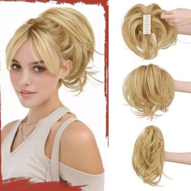 Imagem de SOFEIYAN Grampo de garra para pãezinhos de cabelo, faça você mesmo, fios dobráveis, extensão de rabo de cavalo curto, peça de cabelo falso, cabelo sintético liso, extensões de rabo de cavalo para