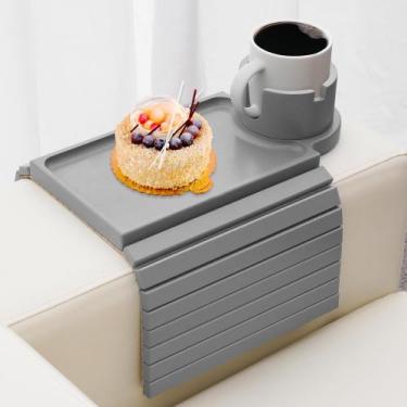 Imagem de Bandeja porta-copos BAMBOOTRAY 3 em 1 Apoio de braço para sofá de bamb